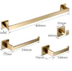 KIT ACESSÓRIOS BANHEIRO 4 PEÇAS AÇO INOX DOURADO